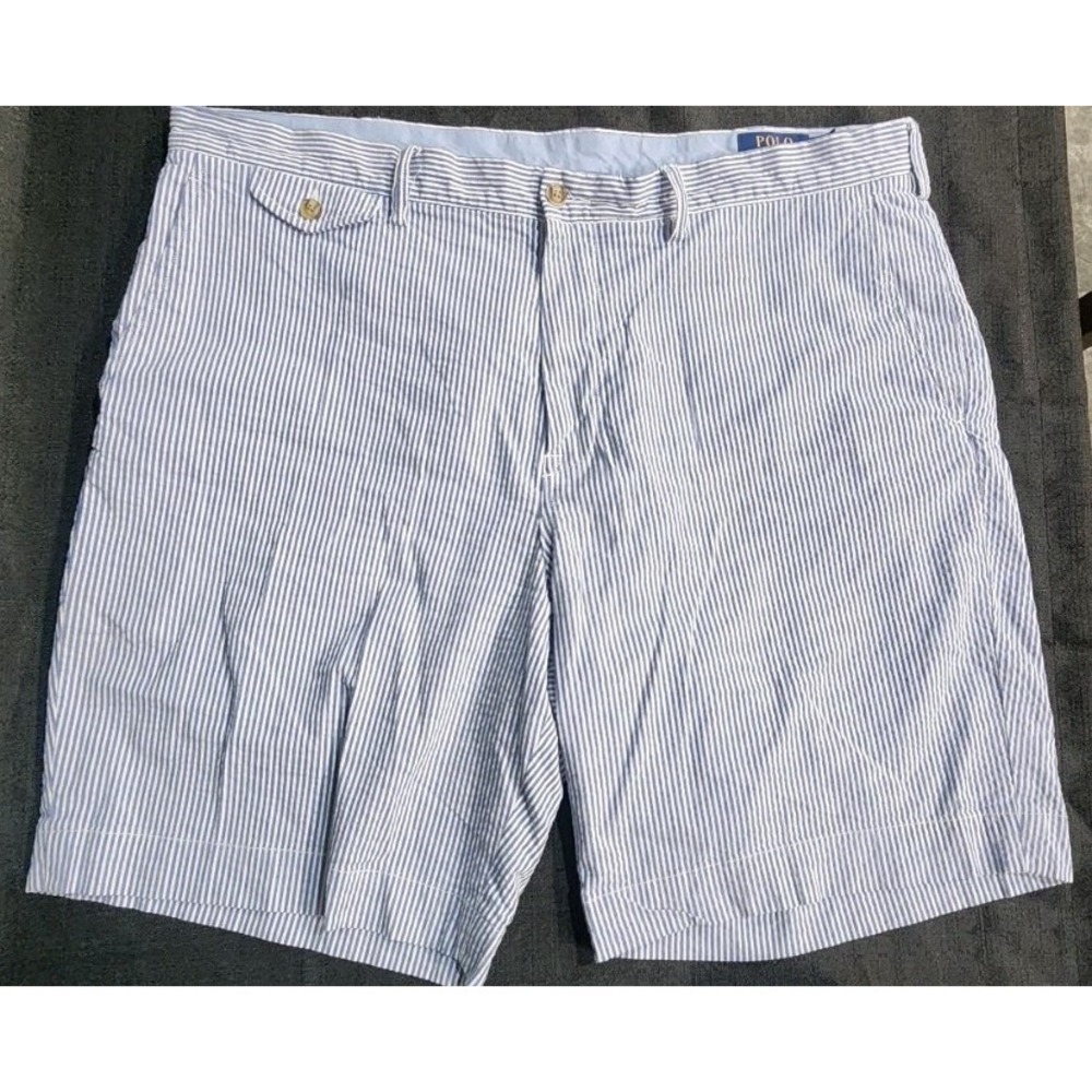 Polo‎ Ralph Lauren Pin Stripe Blue White Shorts Chino Sailer Beach Preppy Sz 38
